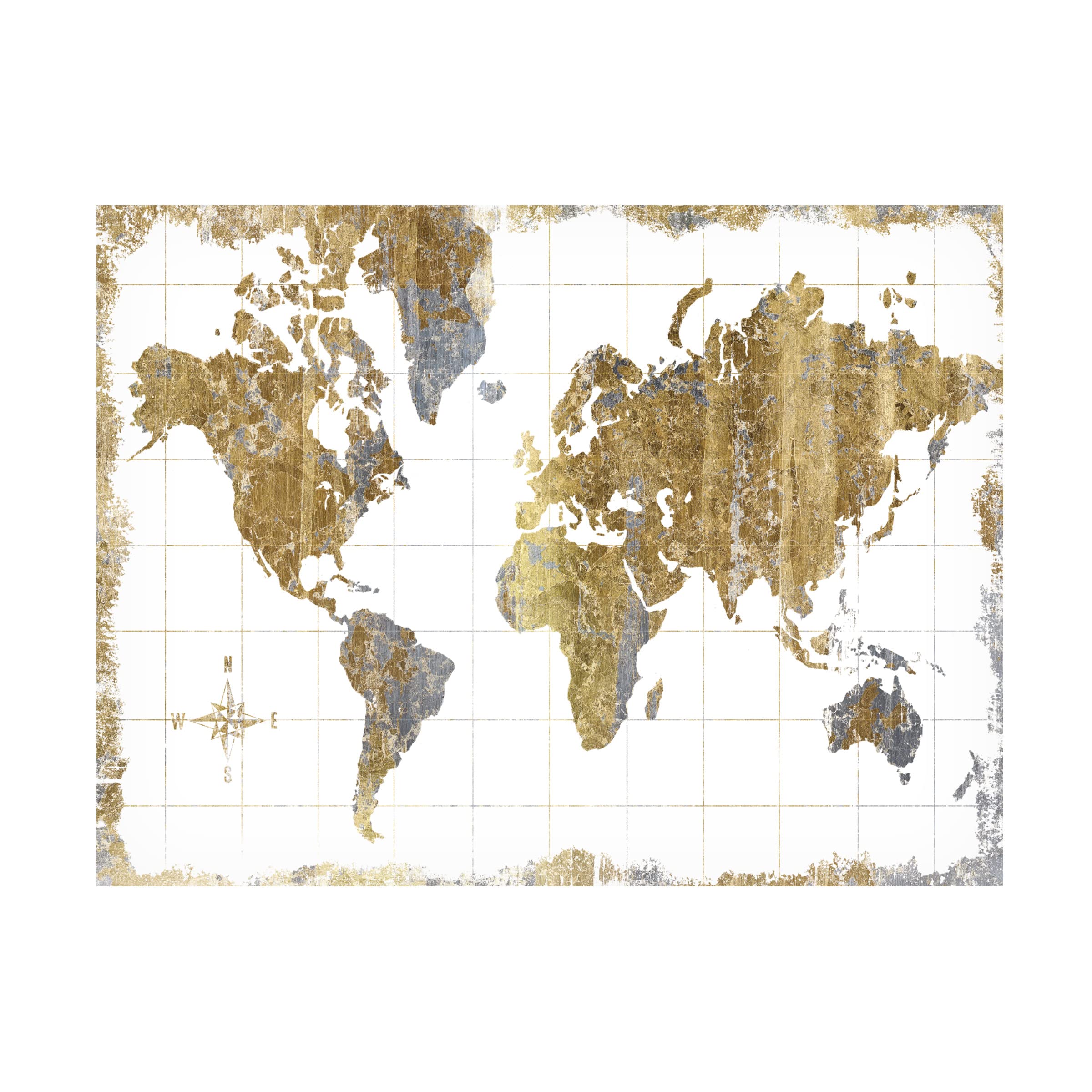 Trademark Fine Art 'Gilded Map' Canvas Wall Art Print by Wild Apple Portfolio - Elegant Home Decor for Living Room, Office & Bedroom