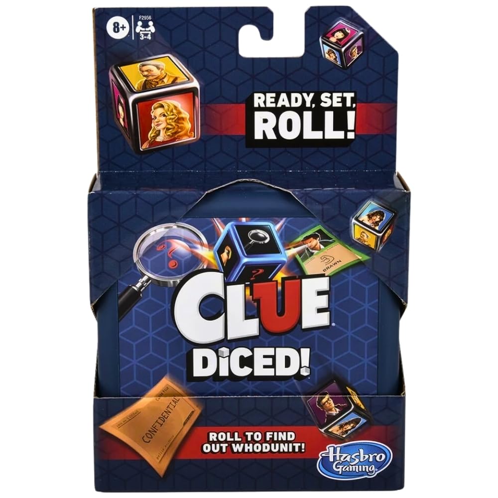 Hasbro Gaming Clue Diced Game - Fast & Easy Mystery Dice Board Game for Kids Ages 8+ | Portable Travel & Family Game Night | Perfect Christmas Stocking Stuffer Gift for Boys & Girls | Great for Parties, Road Trips & Indoor Family Fun