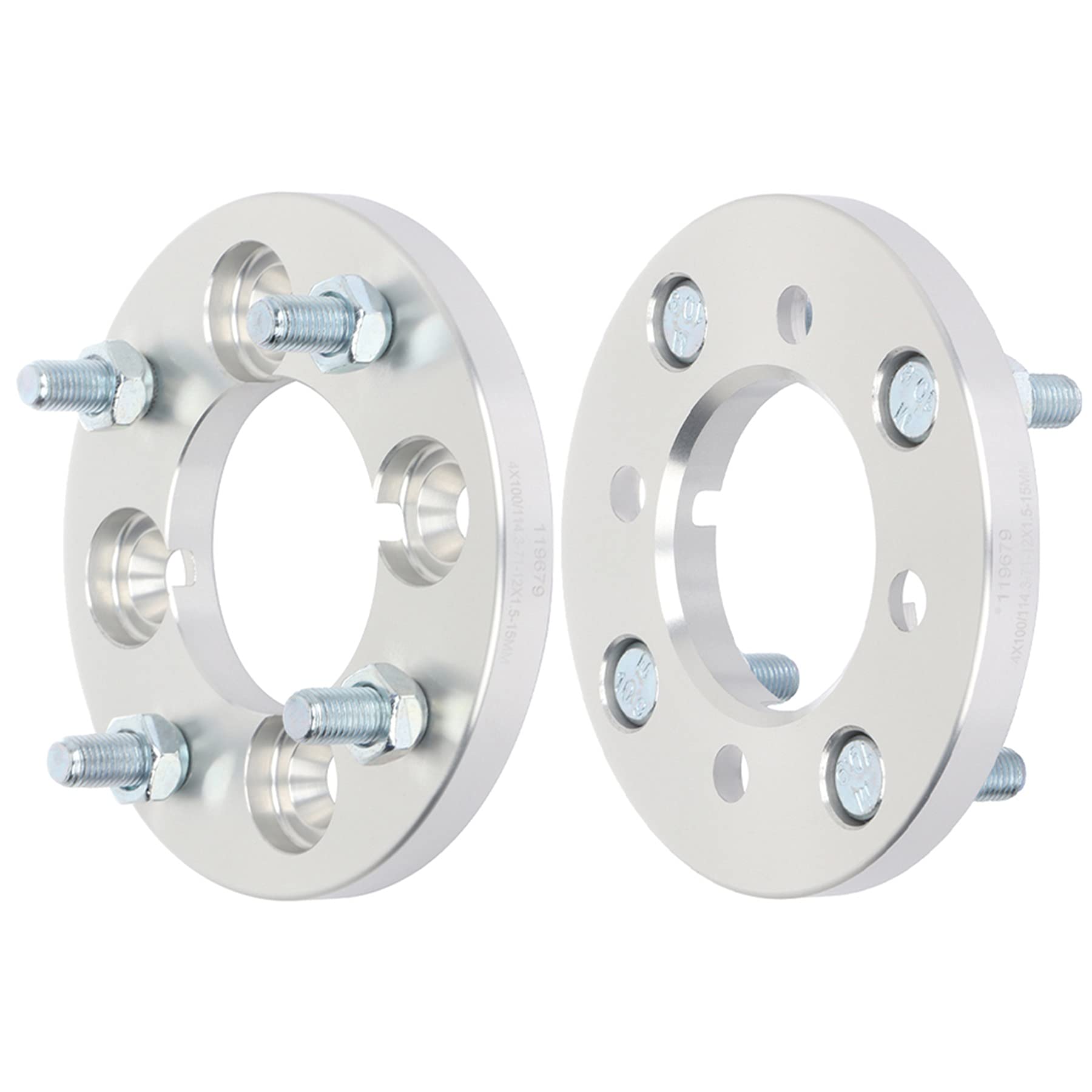 ECCPP 2-Pack 15mm 4x100 to 4x114.3 Wheel Spacers Adapters - 12x1.5 Thread 71mm Hub Bore - Silver - Compatible with 1976-1987 Chevette & 1981-1986 Aries - Perfect for Wheel Upgrades & Custom Fitment