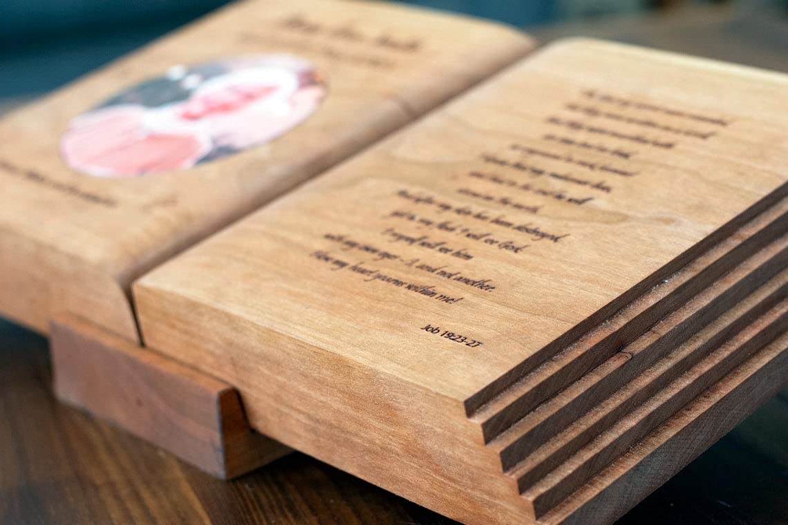 Premium Solid Wood Memorial Book & Bible Holder with Keepsake Sharing Urn - Perfect for Funeral Services, Memorials & Family Heirlooms
