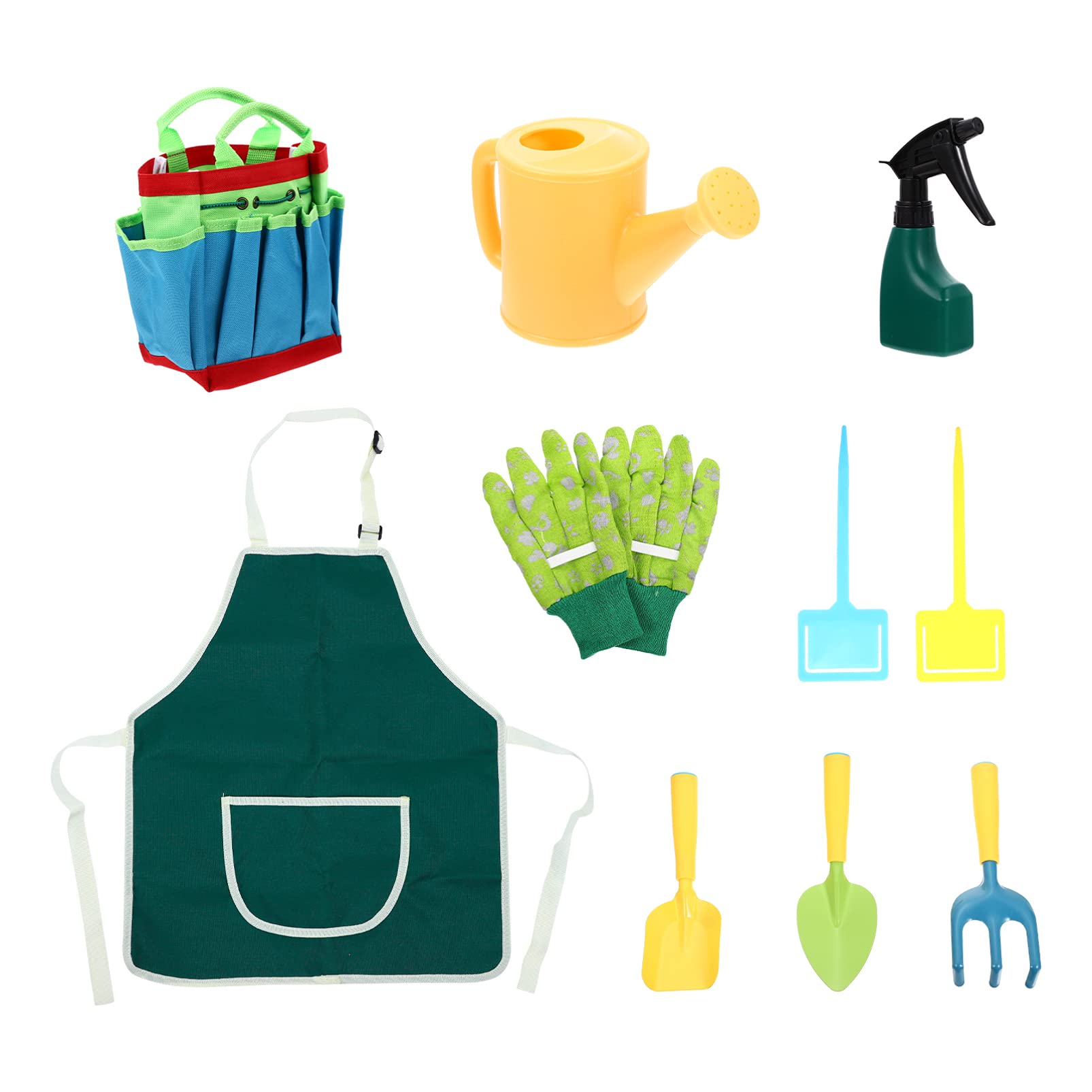 Colorful Kids Gardening Tools Set - Gloves, Kettle, Weeding Tools & Storage Bag - Fun Outdoor Sand & Soil Play for Children - Perfect for Backyard Gardening, Yard Work & Pretend Play