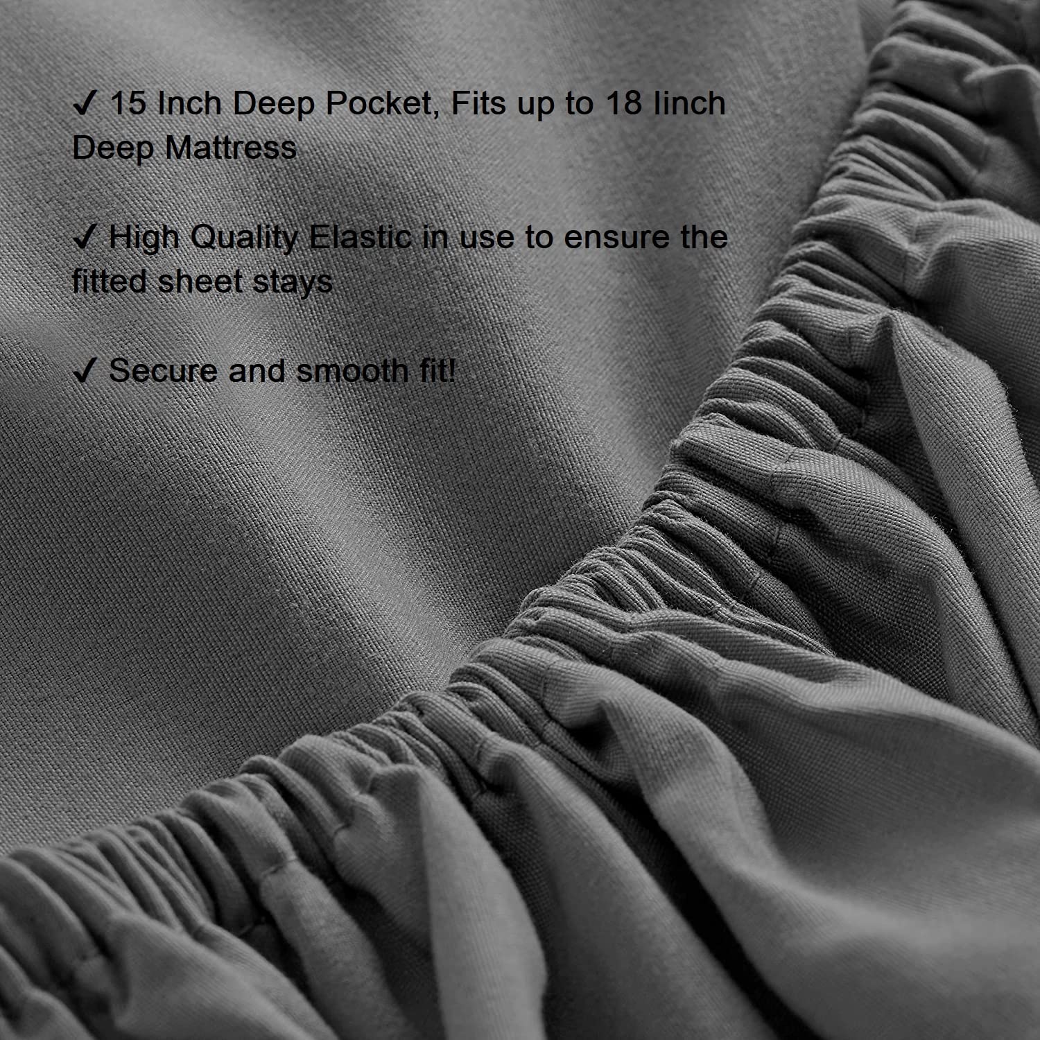 Premium 600 Thread Count 100% Egyptian Cotton Split King Sheet Set - 6 Piece Dark Grey Luxury Bedding for Adjustable Beds (Fits Up to 15