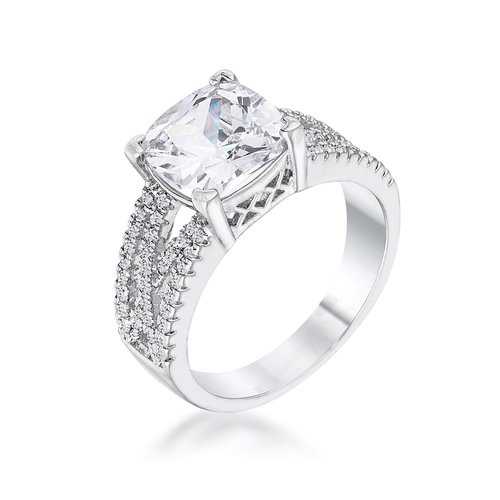 3Ct Elegant Rhodium Plated Criss Cross Clear CZ Engagement Ring for Women - Sparkling Cubic Zirconia Wedding Band, Anniversary Gift, Promise Ring for Her - Perfect for Proposals, Valentine's Day & Special Occasions