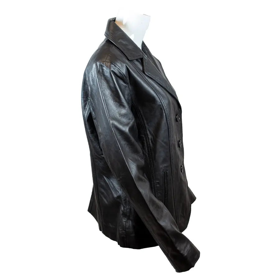 Stylish Women's Blazer Stitched Leather Jacket - Fashionable Office Wear & Evening Outfits for Professional Women