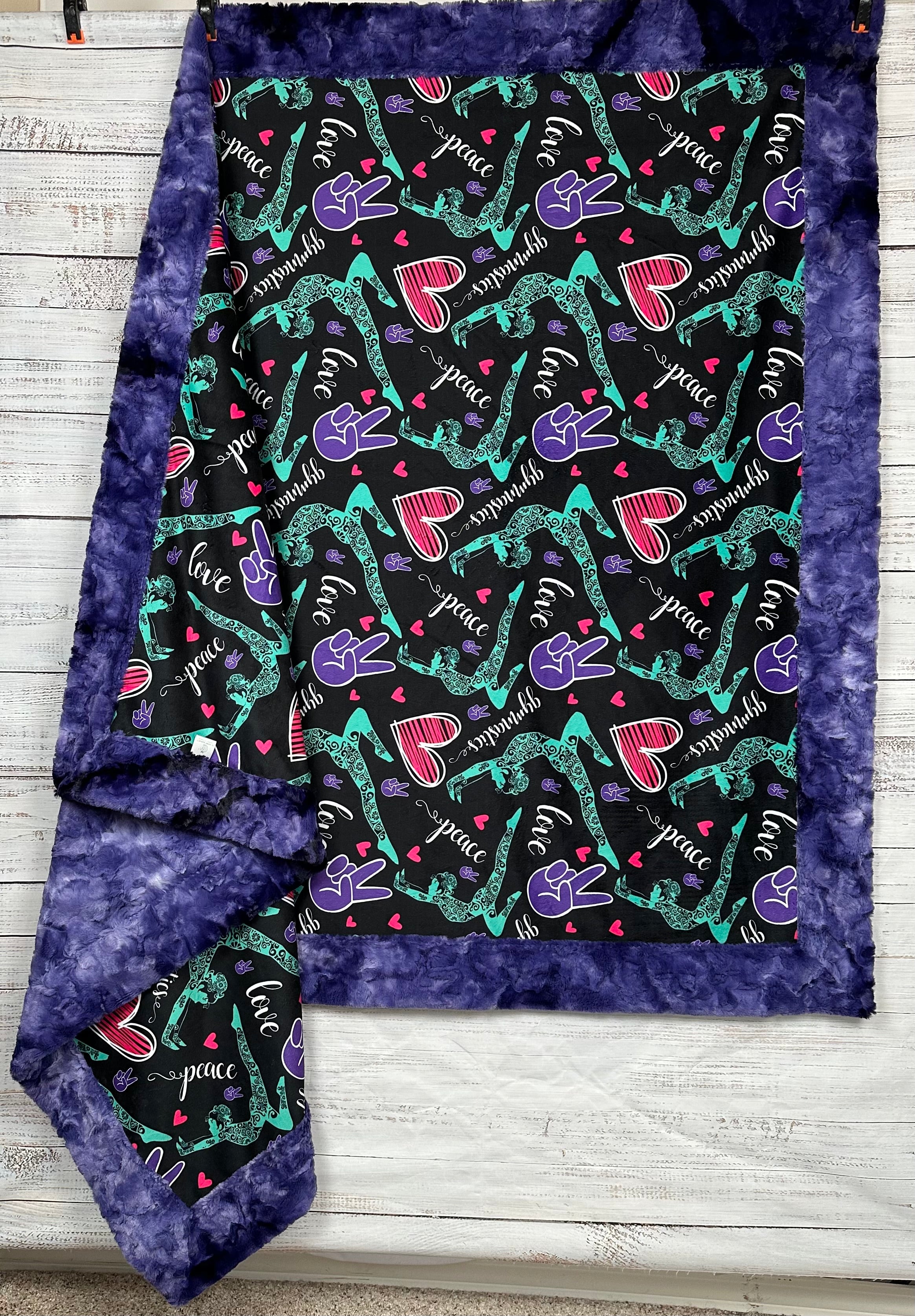 Premium Purple Luxe Large 55x79 Inch Minky Blanket for Gymnastics - Soft & Cozy Throw for Home, Gym, and Sports Recovery