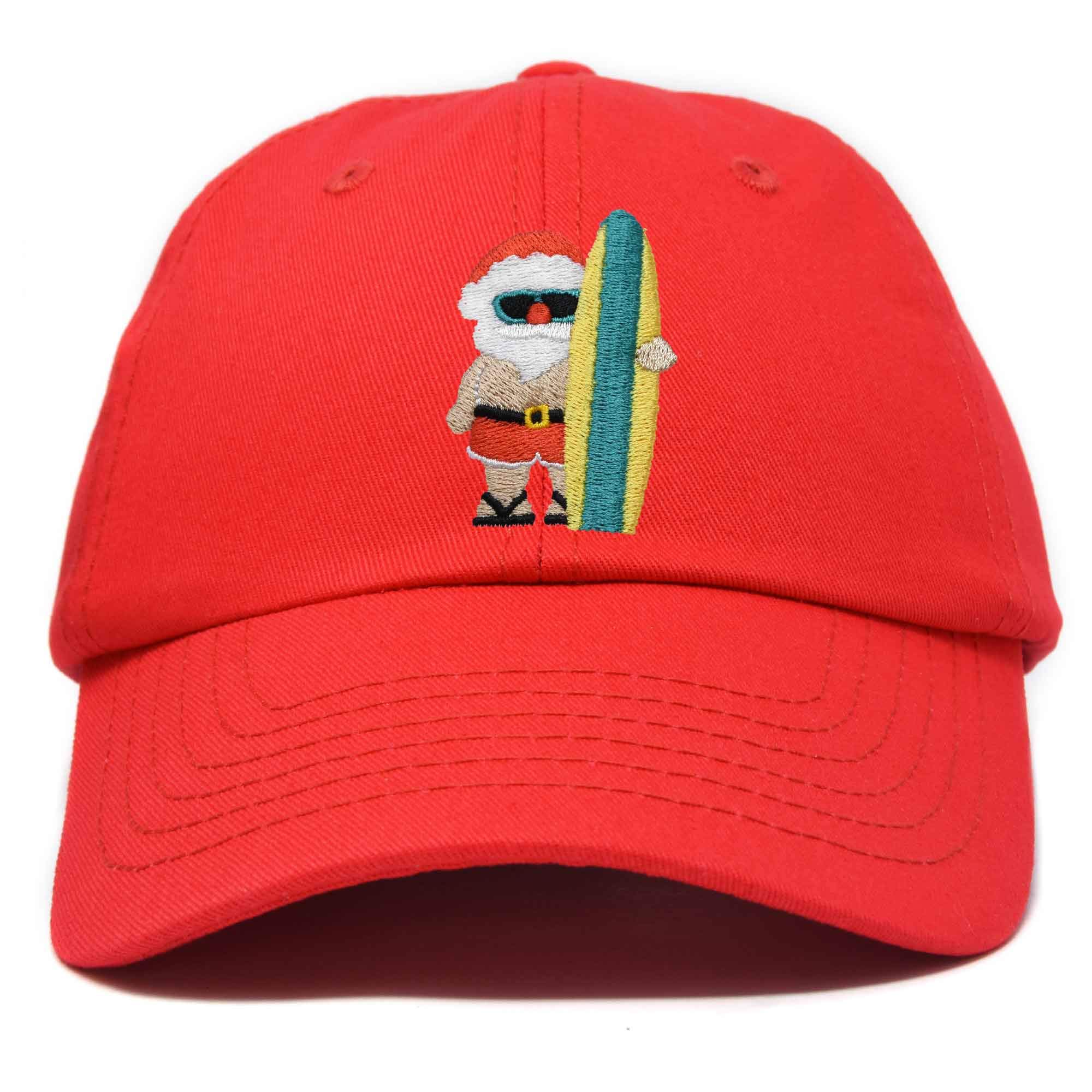 DALIX Embroidered Christmas Surfing Santa Baseball Cap - Funny Holiday Hat for Surfers, Beach Lovers & Christmas Gifts
