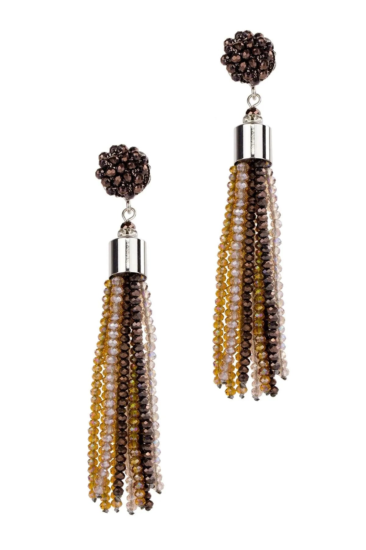 Multi Colored Crystal Tassel Earrings for Women - Elegant Bohemian Dangle Drop Earrings for Party, Wedding & Special Occasions