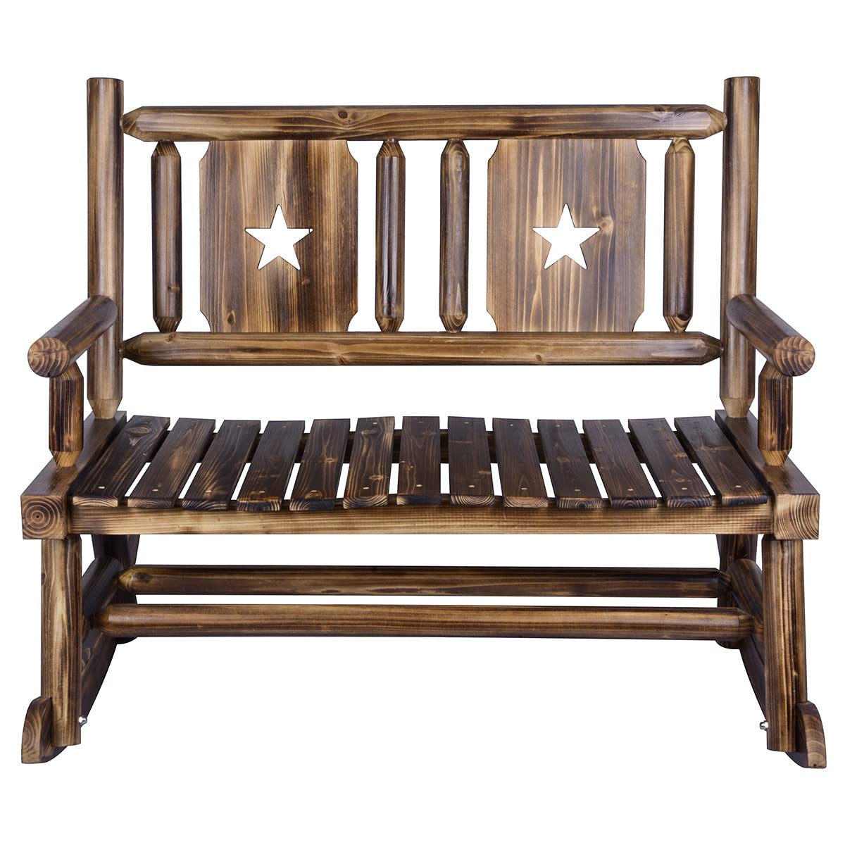 XCSOURCE Outdoor Rocking Bench - Wooden Double Patio Rocker Chair for 2 Persons, Rustic Log Porch Swing Bench - Farmhouse Decoration & Garden Furniture (Brown) - Perfect for Backyard, Deck, Porch & Outdoor Relaxation