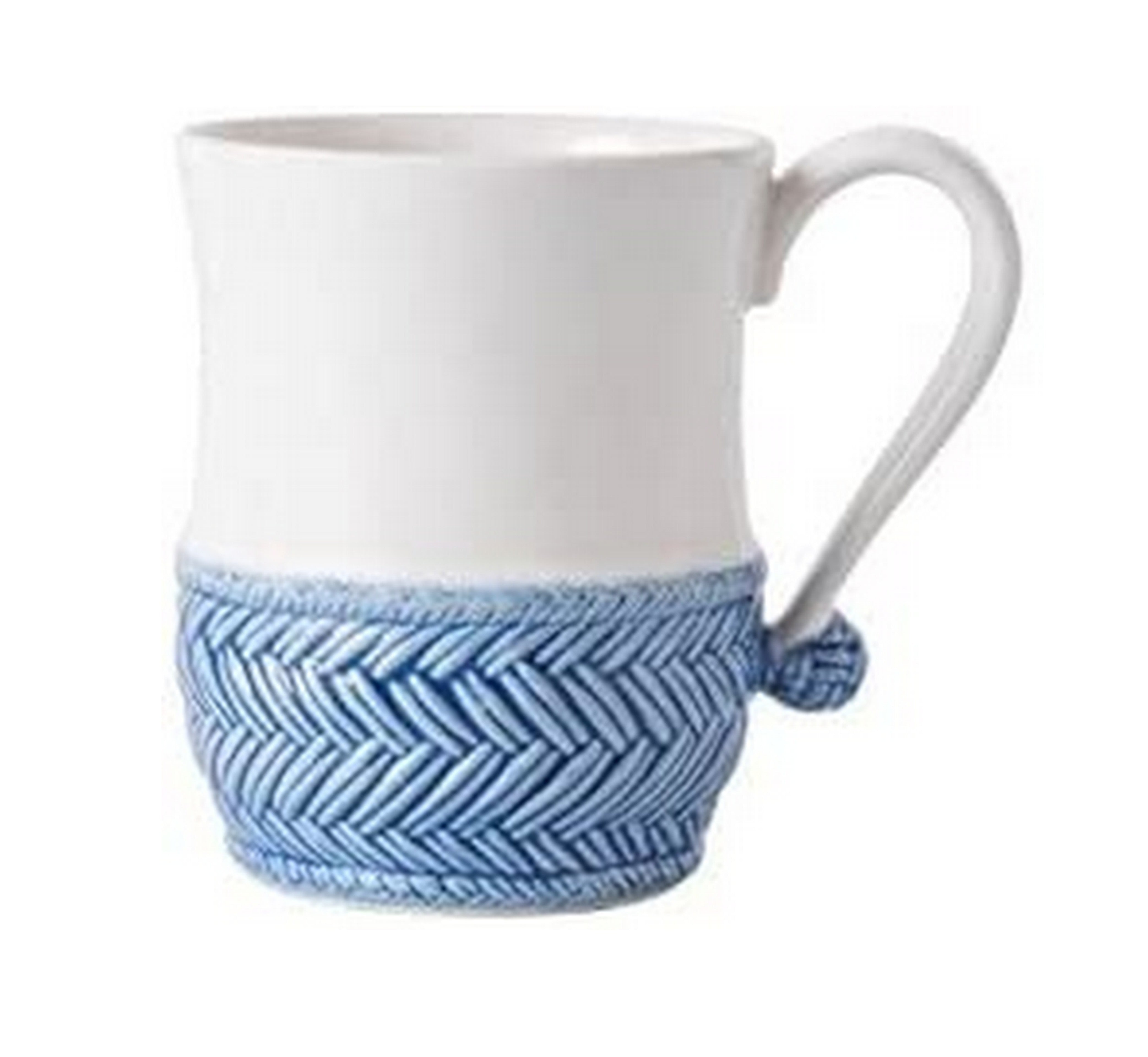 Juliska Le Panier 16oz Ceramic Coffee Mug - Handcrafted White & Delft Blue Floral Design - Perfect for Tea, Coffee & Hot Chocolate at Home or Office