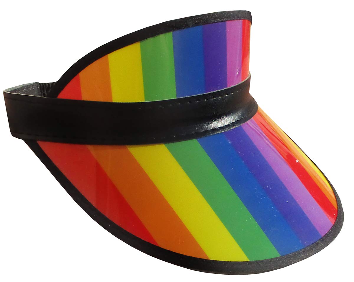Vibrant Clear Plastic Sun Visor Hat - UV Protection for Tennis, Golf, Beach & Outdoor Activities | Rainbow Vegas Dealer Style for Men & Women