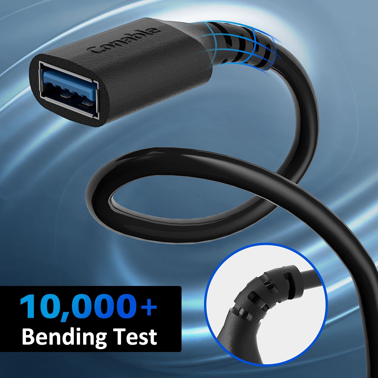 3 Pack USB 3.0 Extension Cable 6 Feet - High Speed 5Gbps Data Transfer USB A Male to Female Extender Cord - Compatible with Webcam, Printer, Keyboard, Mouse, Flash Drive, Hard Drive, Controller - Includes 5 Cable Ties (Black) - Perfect for Home Office, Gaming Setup & Computer Accessories Organization