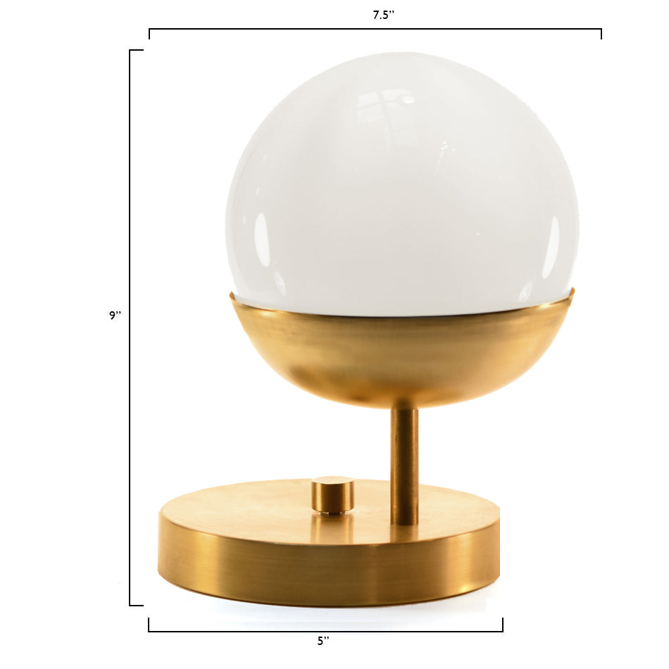 Brass Off-Center Globe Table Lamp - Vintage Industrial Desk Light for Living Room, Bedroom, or Office Decor