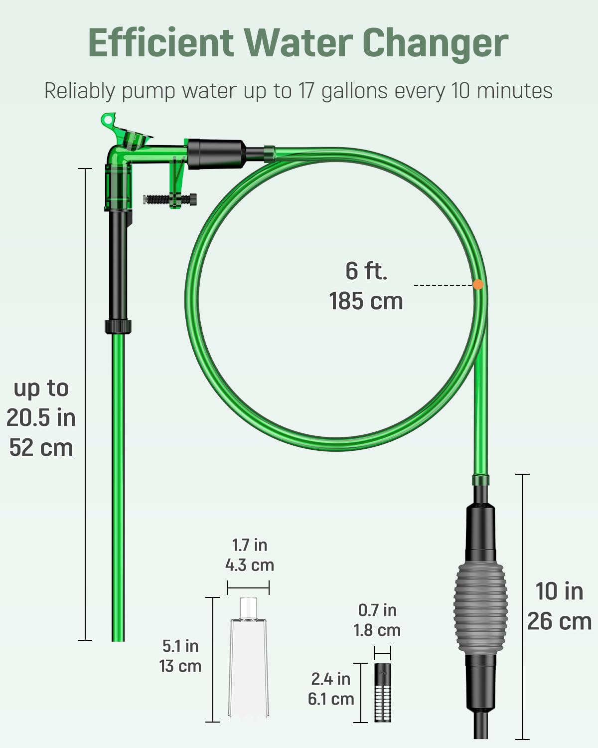 Pawfly Aquarium Water Changer Kit - 6ft Fish Tank Siphon Vacuum Cleaner with Extendable Hose | Manual Gravel Cleaner for Water Changing, Sand Washing & Tank Maintenance | Perfect for Freshwater & Saltwater Aquariums