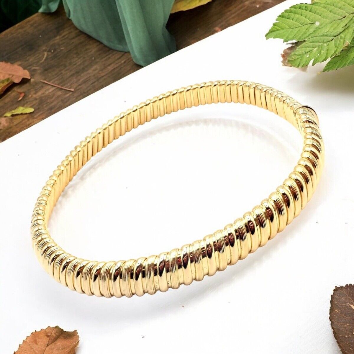Authentic Bvlgari Bulgari Tubogas 18k Yellow Gold Choker Necklace - Luxury Italian Jewelry for Women, Perfect for Parties & Special Occasions
