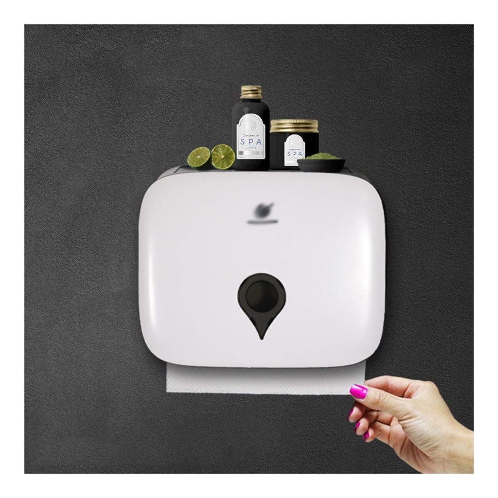 White Wall Mounted Paper Towel Holder with Lock - Plastic Commercial Tissue Dispenser for Office, Bathroom & Kitchen - Durable Hand Towel Organizer for Restrooms, Restaurants & Home Use