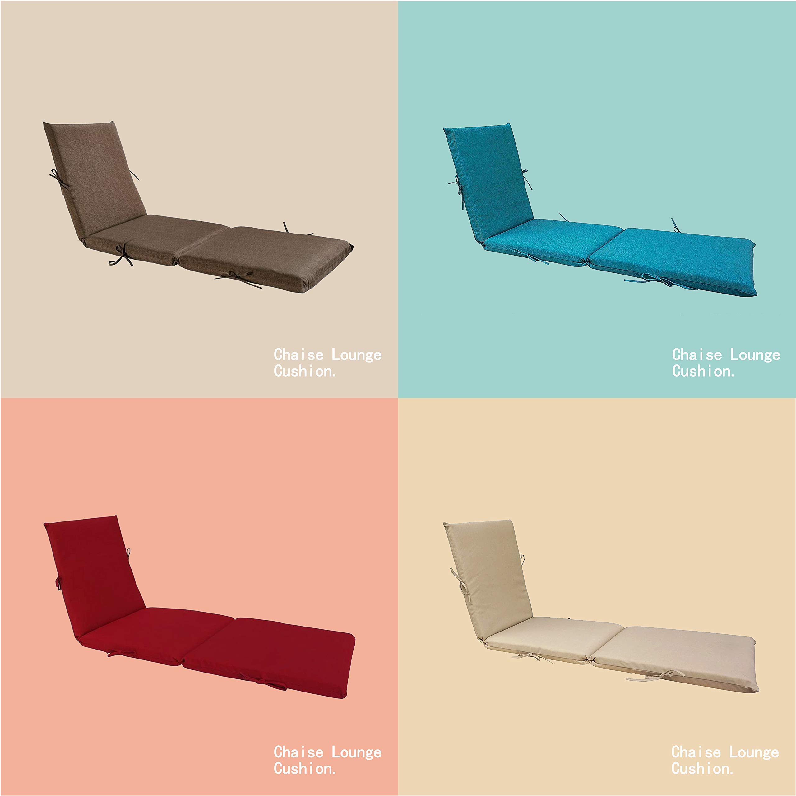 BOSSIMA Indoor Outdoor Lounge Chair Cushions - Light Khaki Chaise Bench Replacement Cushions for Patio Furniture | All-Weather, Durable & Comfortable | Perfect for Poolside, Garden, Deck & Backyard Relaxation