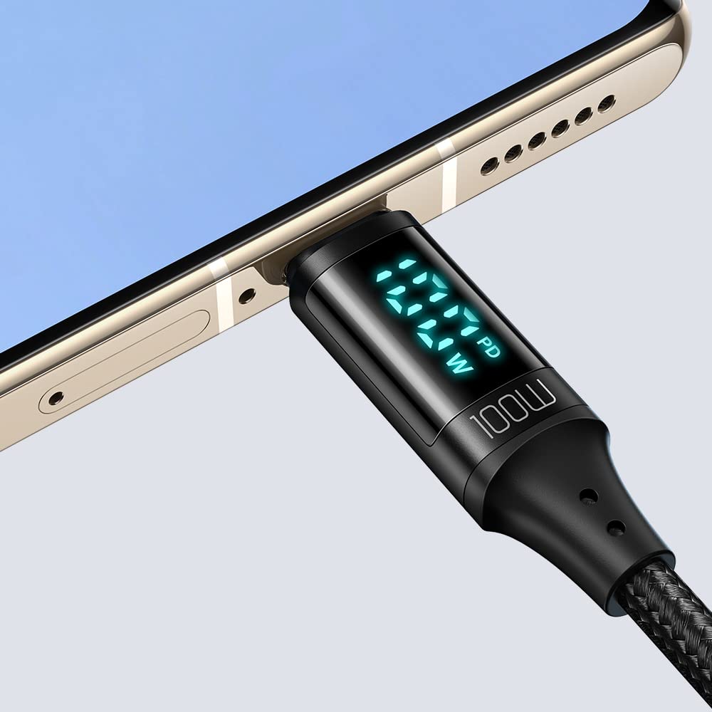 2 Pack USB C to USB C Cable 5A PD100W Fast Charging Cord with LED Display | QC5 Super Fast Charging | 480Mbps Data Transfer | Compatible with iPhone 16/15 Pro Max, iPad, MacBook Pro/Air, Thunderbolt, Samsung Galaxy, PS5 | Perfect for Home, Office & Travel Charging