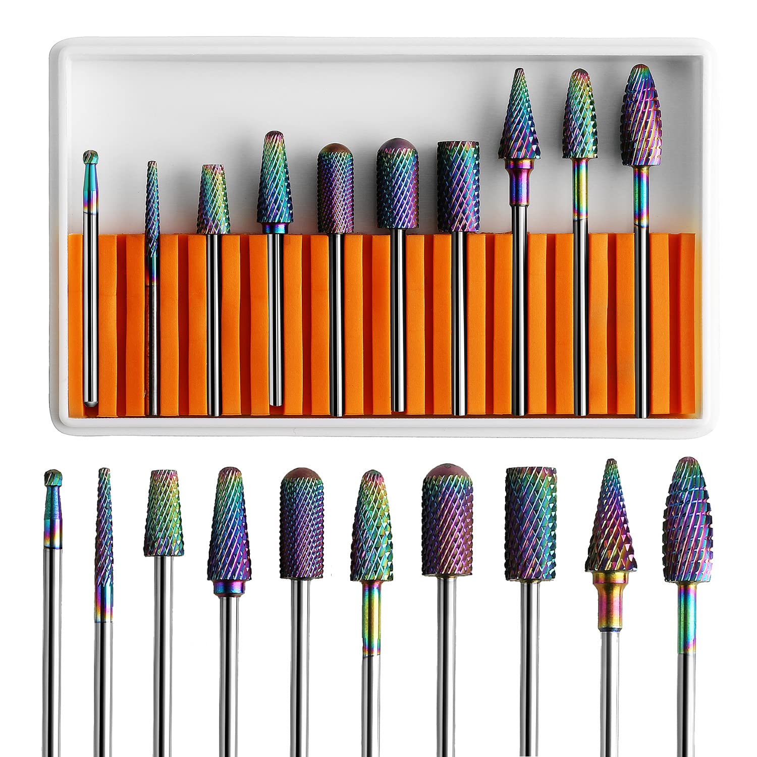 10Pcs Tungsten Carbide Nail Drill Bits Set for Acrylic & Gel Polish Removal - Professional Manicure & Pedicure Tools for Nail Salon & Home Use - 3/32