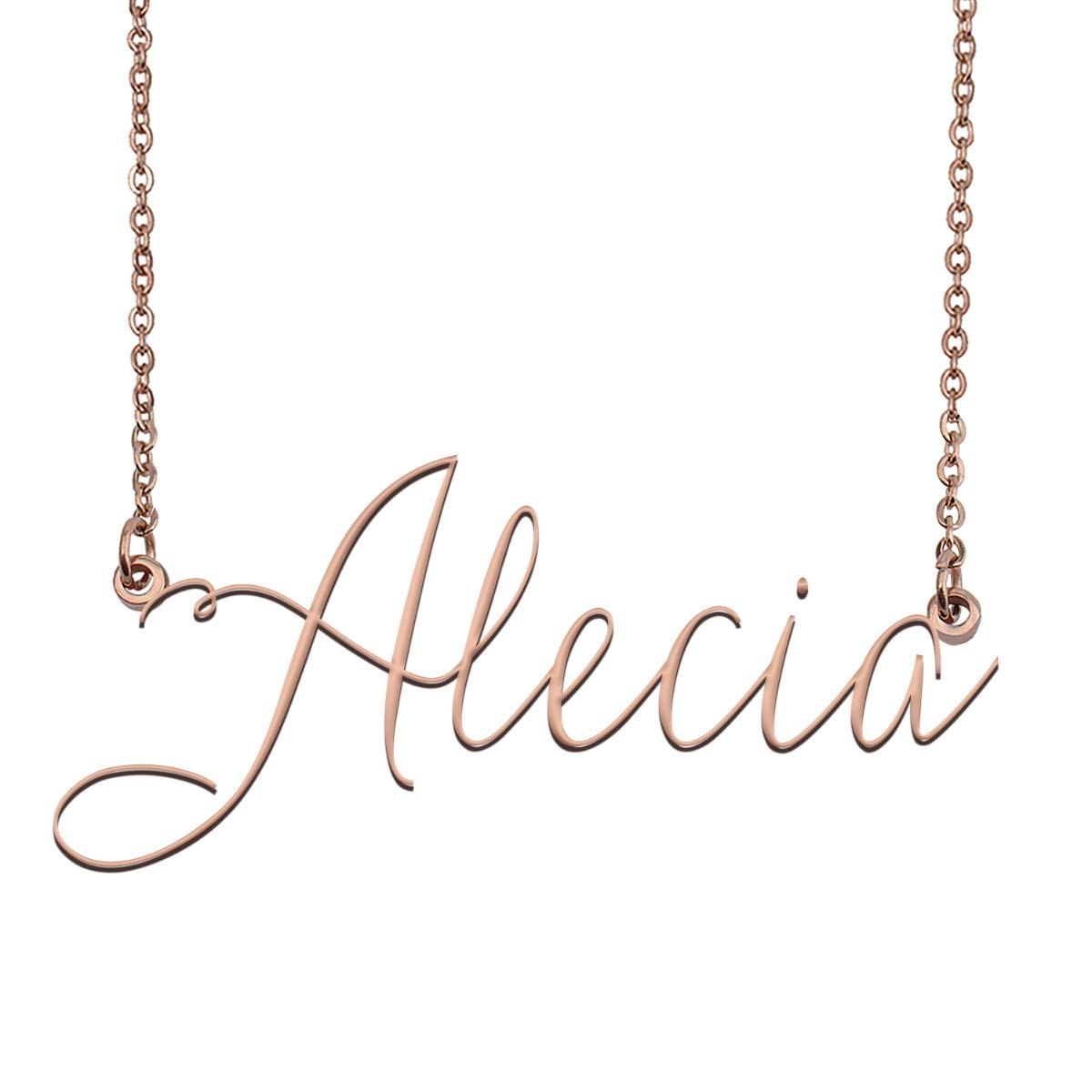 Personalized Rose Gold Name Necklace - Custom Name Plate Necklace with Engraved Name Tag - Perfect for Gifts, Anniversaries, and Everyday Wear