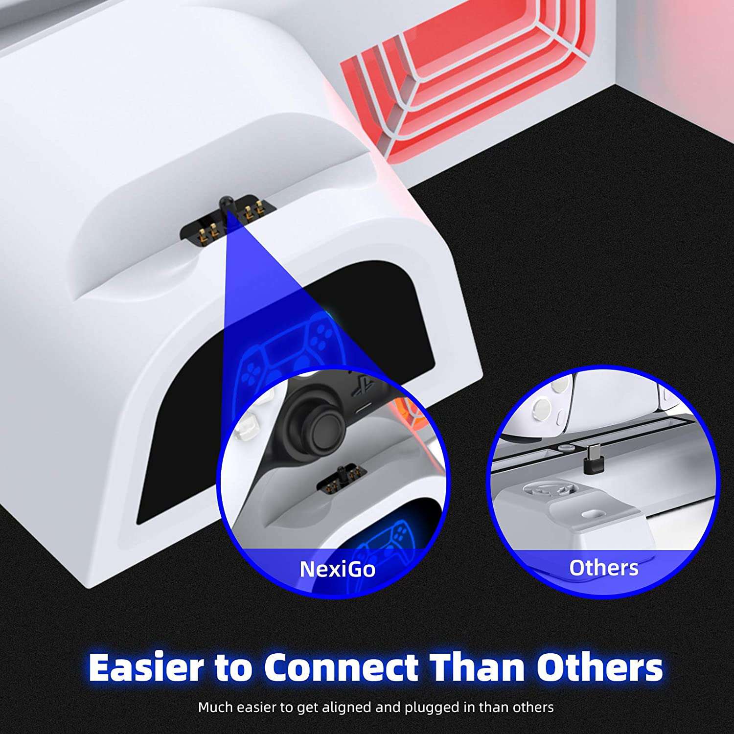 NexiGo PS5 Cooling Stand with Dual USB-C Charging Ports - Vertical Cooling Fan for PlayStation 5 Console - Perfect for Gaming Setups & Entertainment Centers
