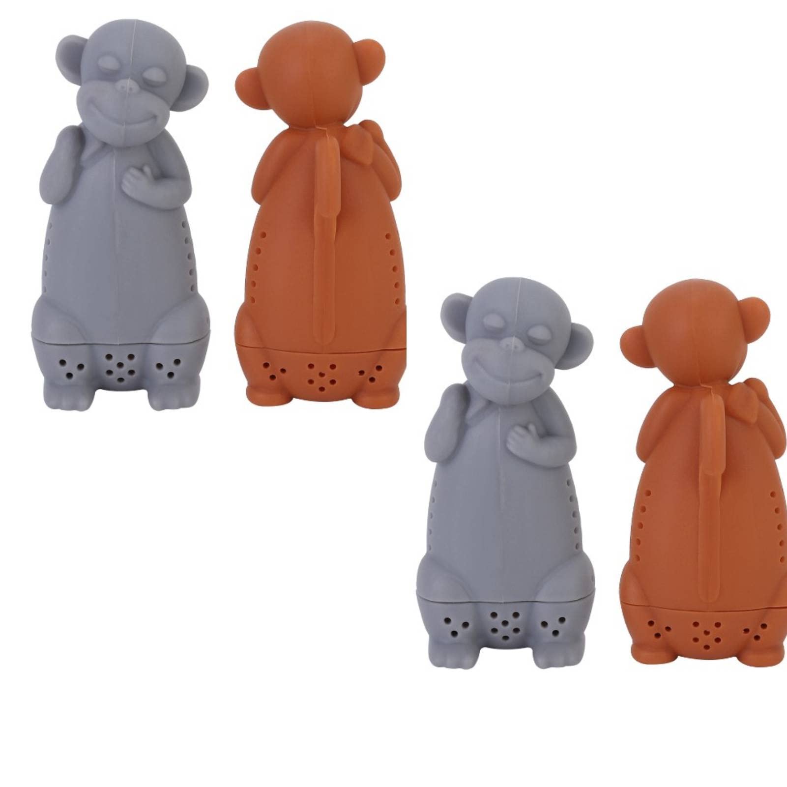 4 Pack Silicone Monkey Tea Infuser - Cute Cartoon Loose Tea Strainer Ball, Reusable Tea Filter for Herbal & Fruit Teas | Perfect for Tea Parties, Gifts & Relaxing with Friends & Family
