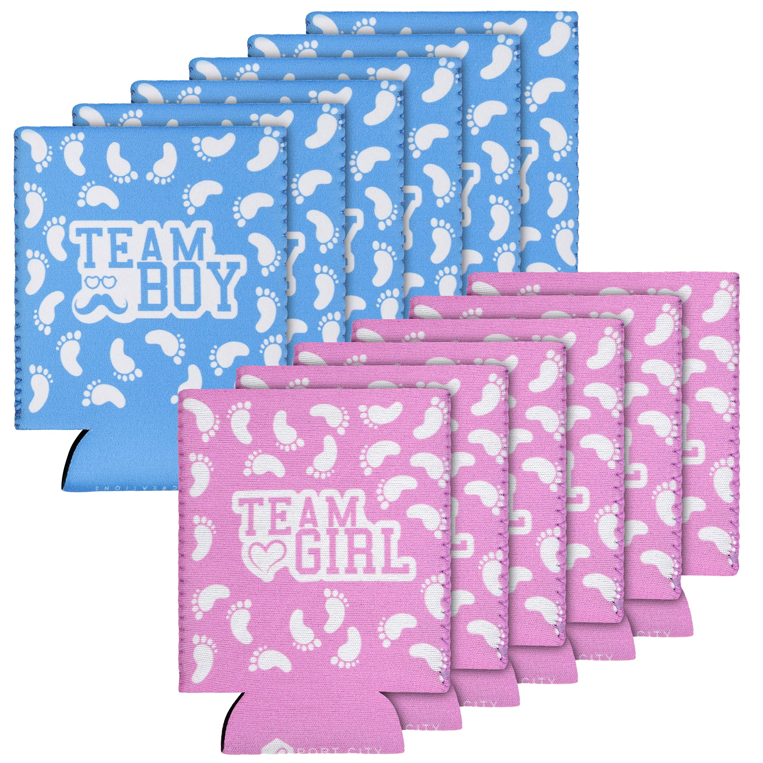 Personalized Gender Reveal Party Koozies - Set of 12 Custom Can Coolers (6 Blue & 6 Pink) for Baby Showers, Gender Reveal Parties & Celebrations - Perfect for Drinks, Decorations & Fun Events