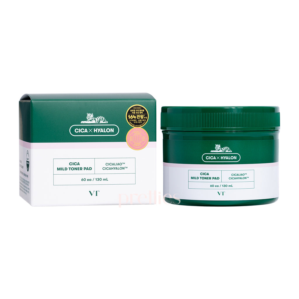 VT Cica Mild Toner Pad 60pcs/130g - Soothing & Hydrating Facial Exfoliating Pads for Sensitive Skin | Perfect for Daily Skincare Routine & Post-Workout Refreshment