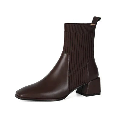 2023 Women's Fashion Knitted Ankle Boots Slip-On High Heel Shoes Size 43 - Winter & Autumn Casual Wear, Office Outfits, and Evening Parties
