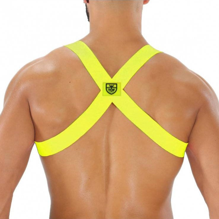 TOF Party Boy Harness in Neon Yellow - Adjustable Dog Harness for Small to Medium Dogs, Perfect for Nighttime Walks, Outdoor Adventures & Pet Safety