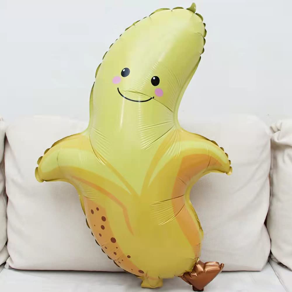 28 Inch Banana Foil Mylar Balloons (5PCS) - Fun Fruit-Themed Party Decorations for Baby Showers, Birthday Parties & Tropical Events - Durable & Vibrant Balloon Supplies