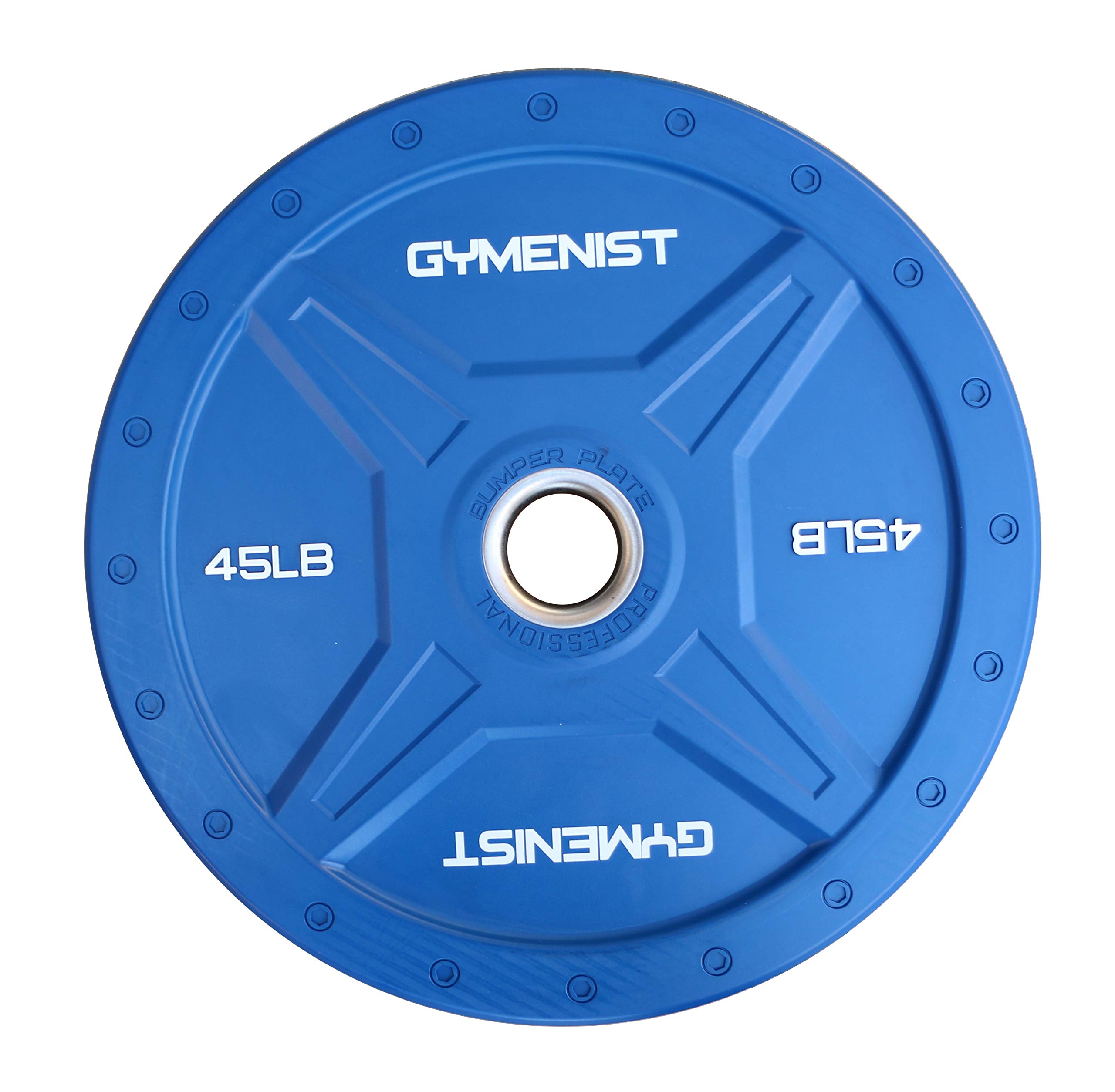 GYMENIST Olympic Bumper Plates 10-55 LB Set - Compatible with 2 Inch Olympic Bars, Black & Multi-Color Options for Commercial & Home Gyms - Perfect for Weightlifting, CrossFit & Strength Training