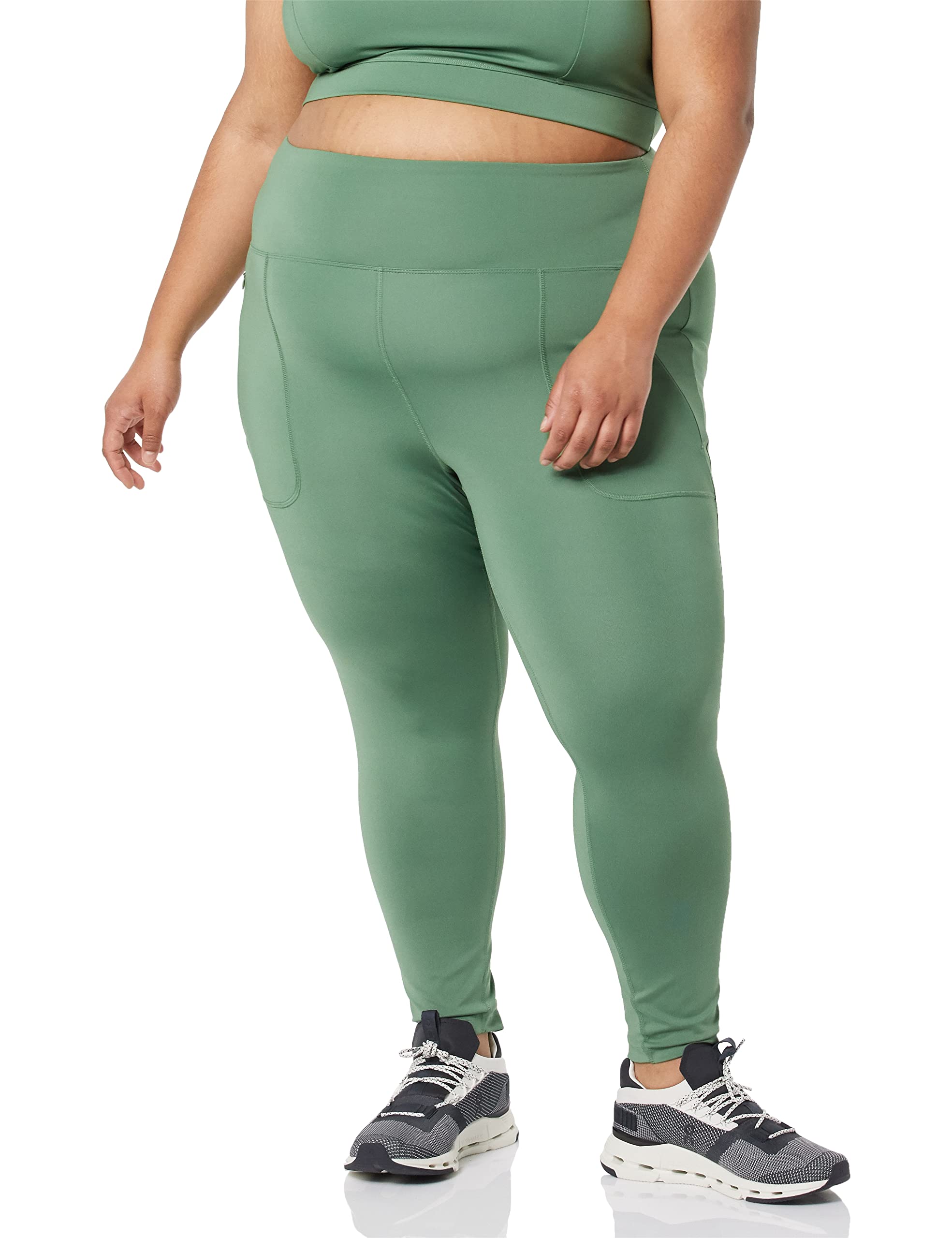 Amazon Essentials Women's Everyday Fitness 7/8 Zipped Legging - High Waist Yoga Pants with Pockets for Running, Workout & Lounge (Plus Size Available) - Perfect for Gym, Travel & Casual Wear