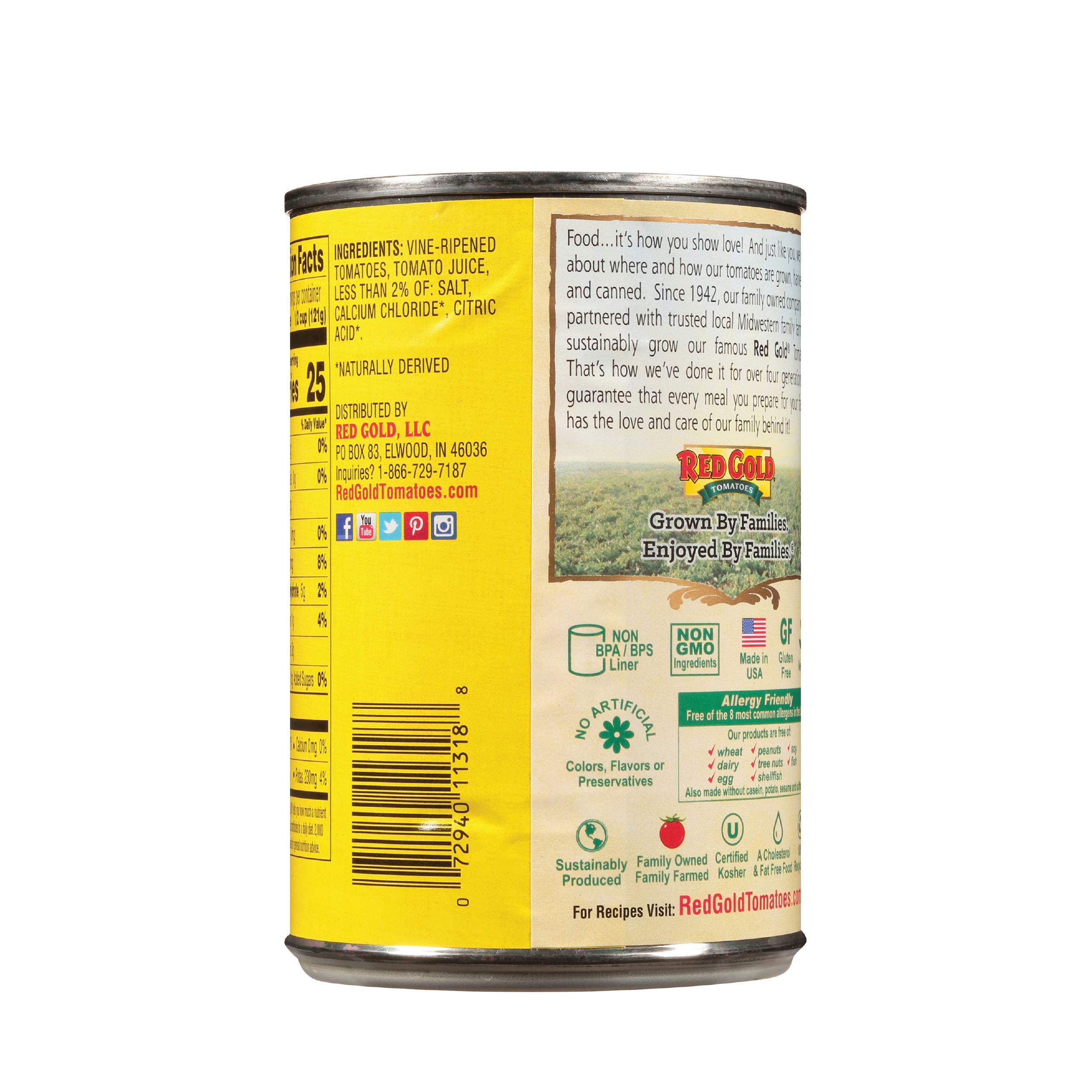 Red Gold Petite Diced Tomatoes, Kosher & Gluten Free, 14.5 Oz (6-Pack) - Perfect for Soups, Stews, and Italian Recipes