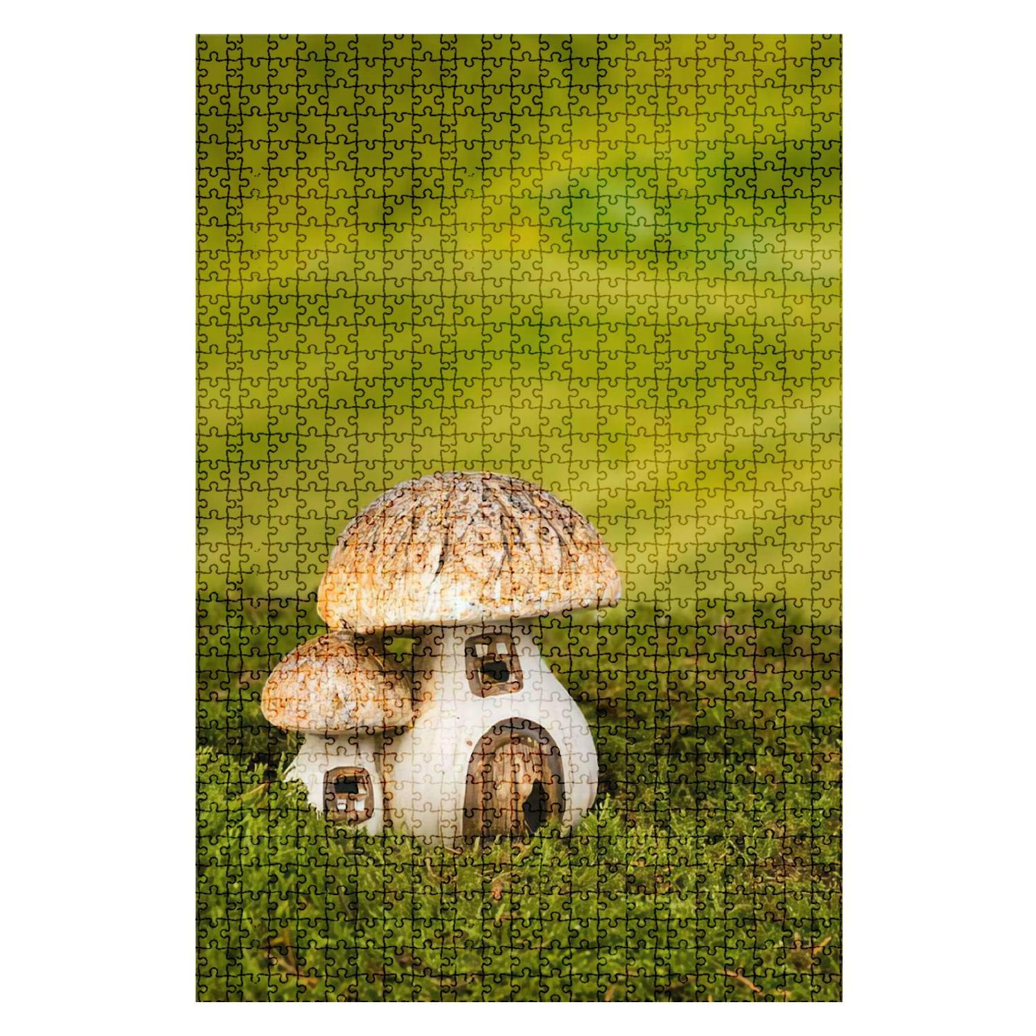 1000-Piece Wooden Jigsaw Puzzle - Enchanted Gnome House with Toadstools Dream Landscape - Fun & Challenging Adult Puzzle Game - DIY Educational Toy Gift for Kids & Adults - Home Decor & Family Activity Night