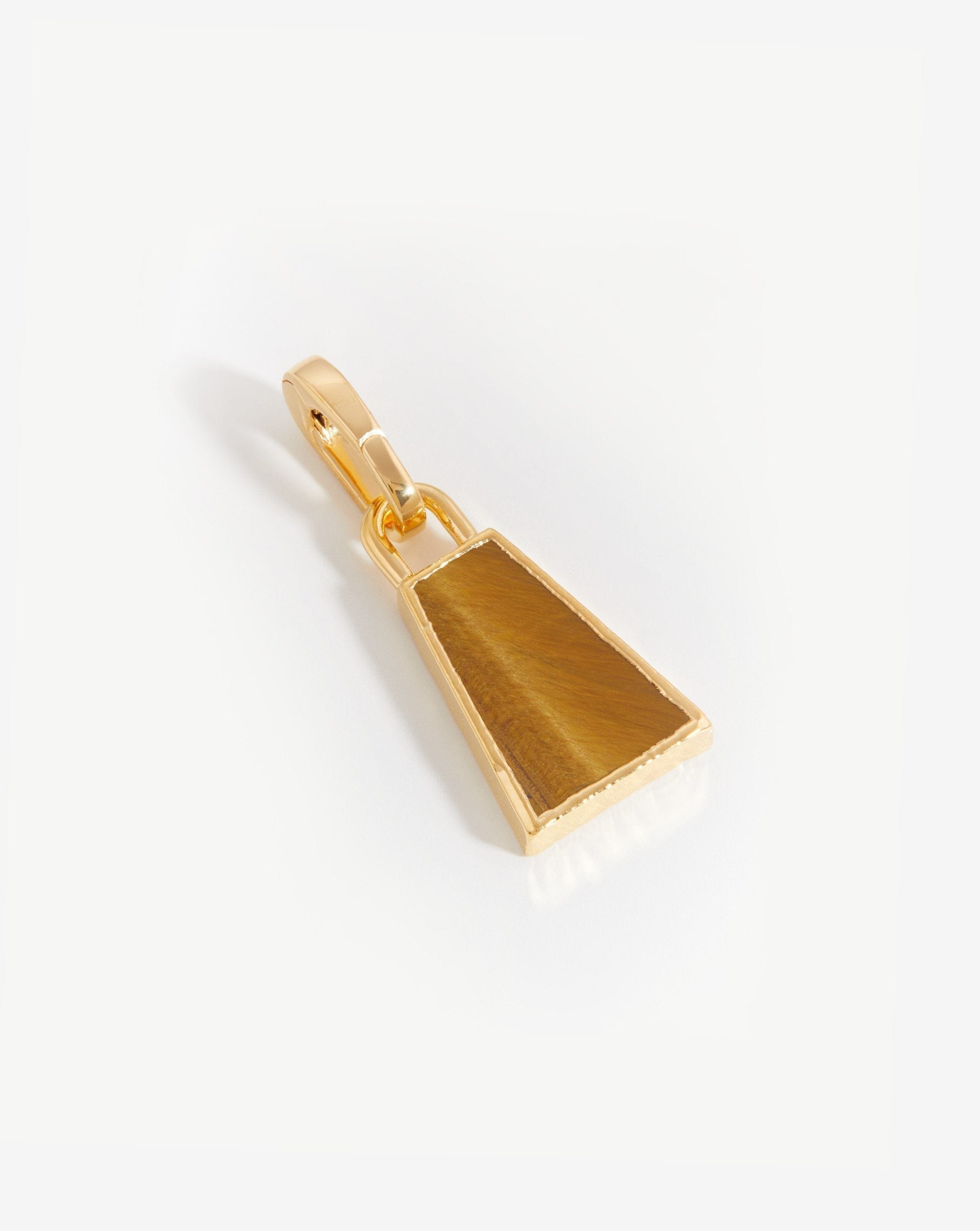 18K Gold Vermeil Pyramid Clip On Pendant with Genuine Tiger's Eye Stone - Elegant Adjustable Necklace for Women, Perfect for Daily Wear, Office & Special Occasions