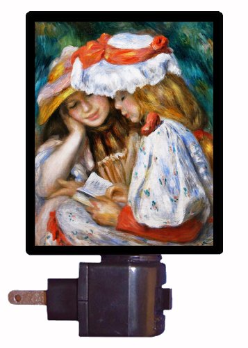 Old Masters Night Light - Two Girls Reading by Renoir - LED Night Light for Bedroom, Nursery & Home Decor