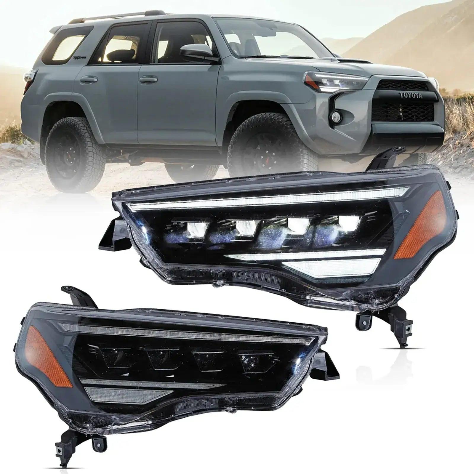 High-Performance LED Headlight Assembly 4Pcs with Projector Upgrade for 2014-2024 Toyota 4Runner - Durable Replacement Headlights for Night Driving, Off-Road Adventures & Enhanced Visibility
