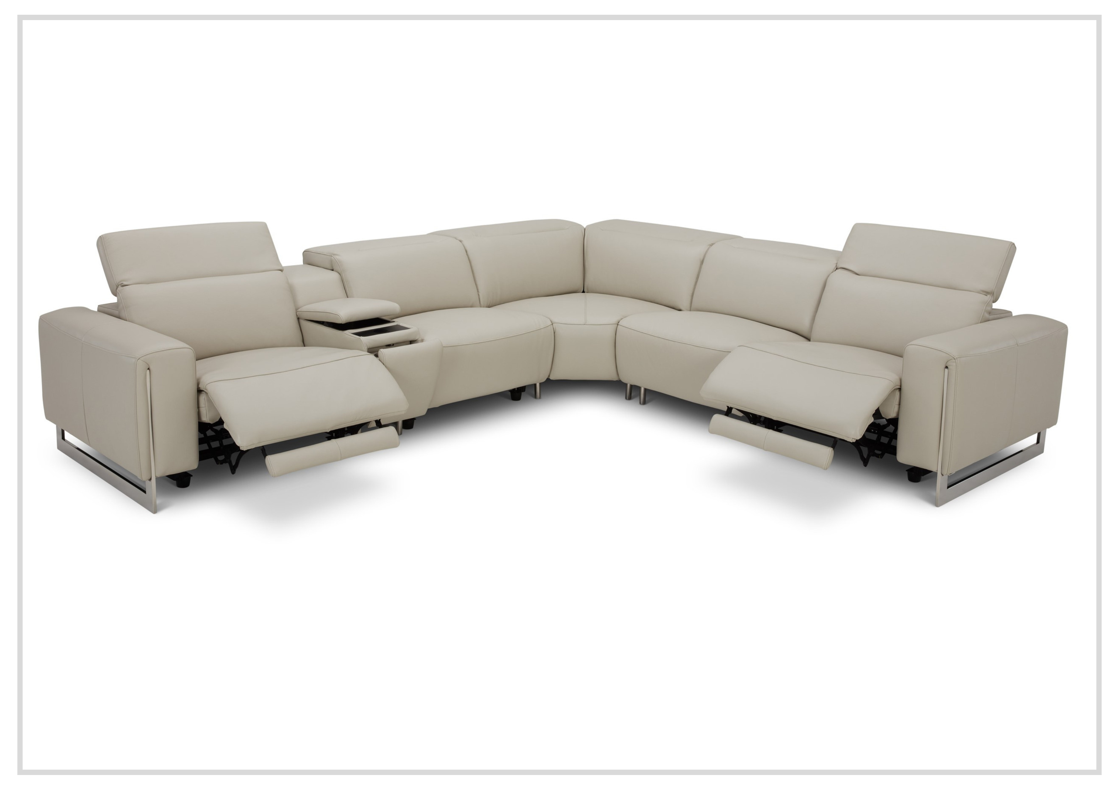 Gio Italia Picasso 6-Piece Motion Recliner Sectional Sofa Set with Power Recline & Cup Holders - Modern L-Shaped Living Room Furniture for Home Theater & Family Gatherings