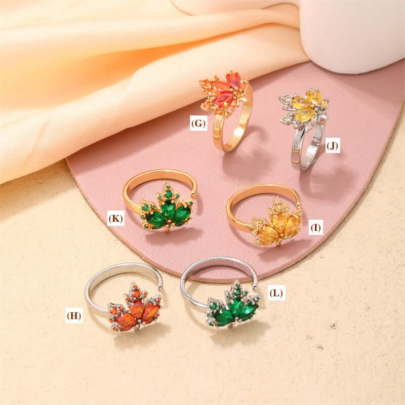 Autumn Fall Maple Leaf Adjustable Ring - GS042 | Vintage Nature Inspired Jewelry for Women | Perfect for Thanksgiving, Halloween & Cozy Fall Outfits