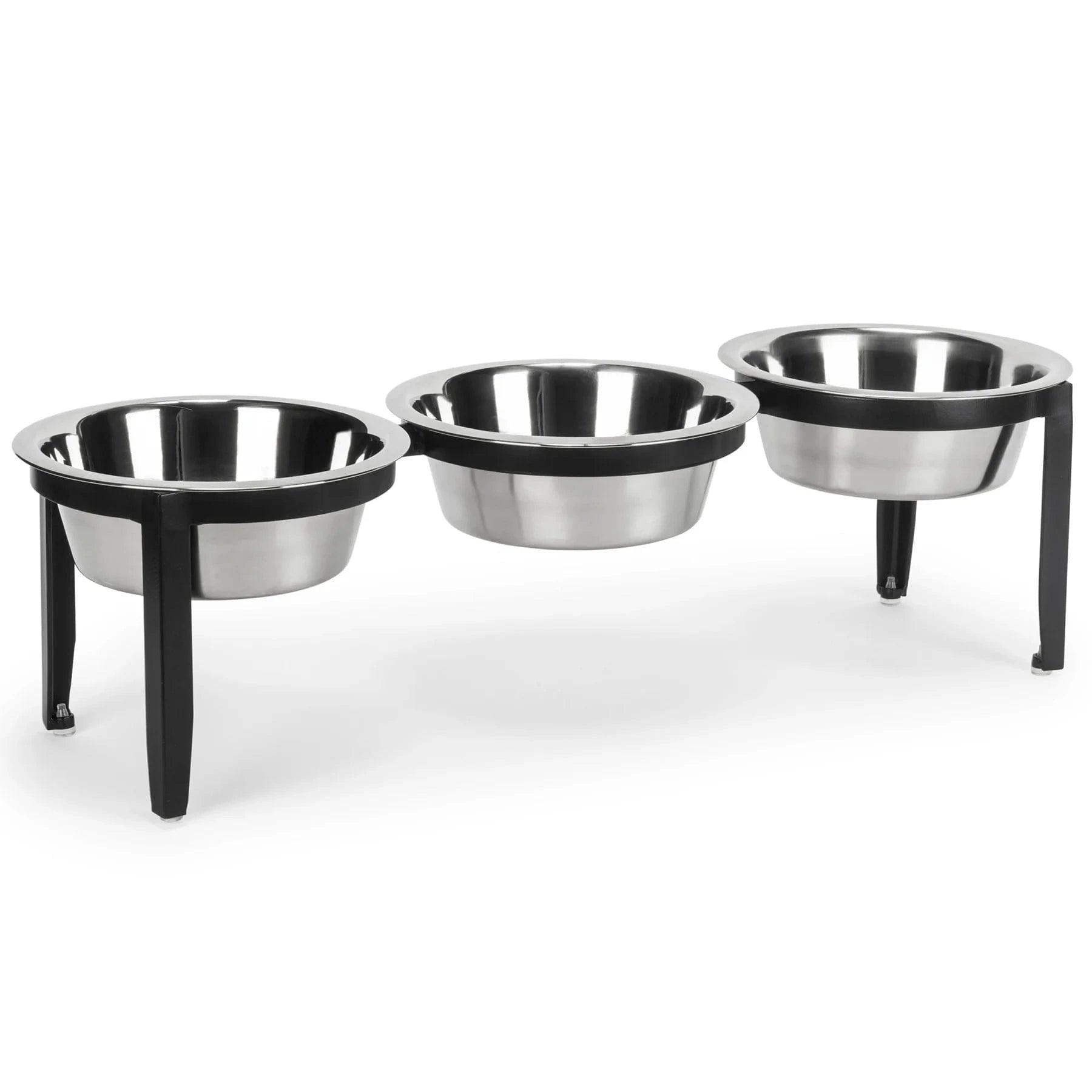 Premium Triple Bowl Stainless Steel Dog Feeder - Elevated Dog Food and Water Bowls for Medium Large Dogs - Perfect for Indoor Outdoor Use in Kitchen, Patio or Backyard