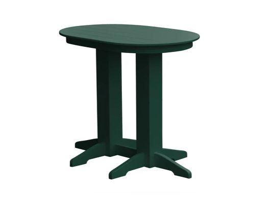 A & L Furniture Oval Bar Table with Free 2 Umbrella Holes - Perfect for Outdoor Patio, Poolside, and Backyard Entertaining