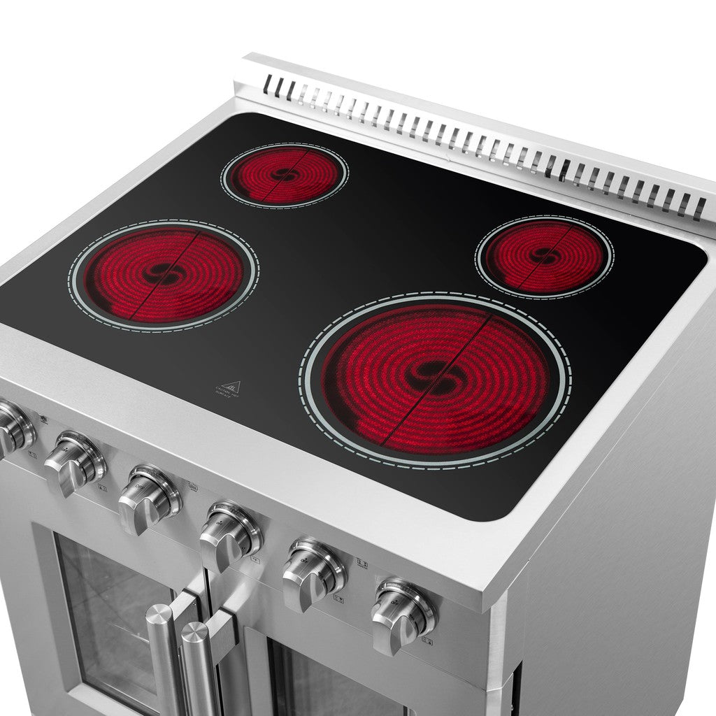 Forno Galiano 30-inch 4.32 cu. ft. Stainless Steel French Door Freestanding Electric Range - FFSEL6917 30 | Perfect for Modern Kitchens & Home Cooking