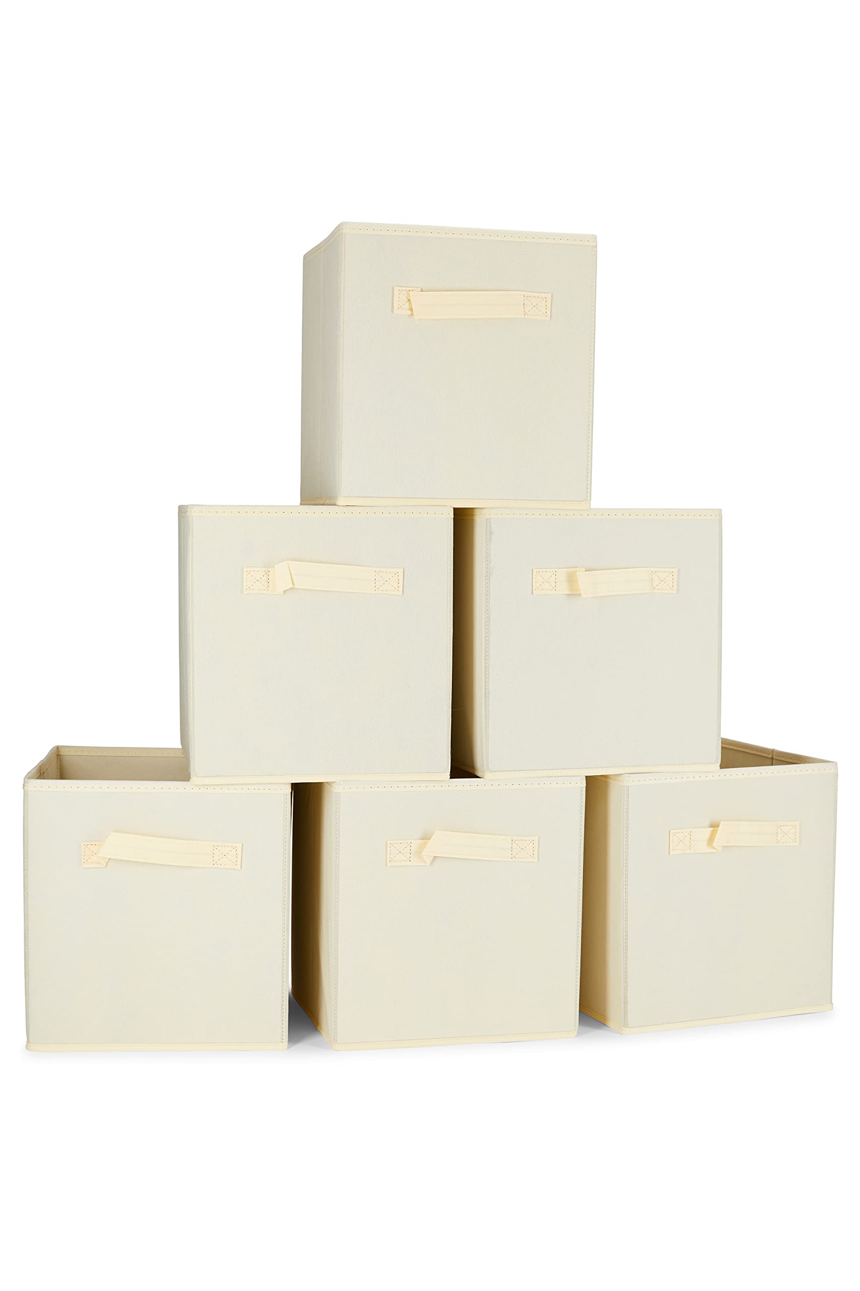 Fabric Storage Bins 6-Pack - Closet Organizer for Home & Office (Beige)