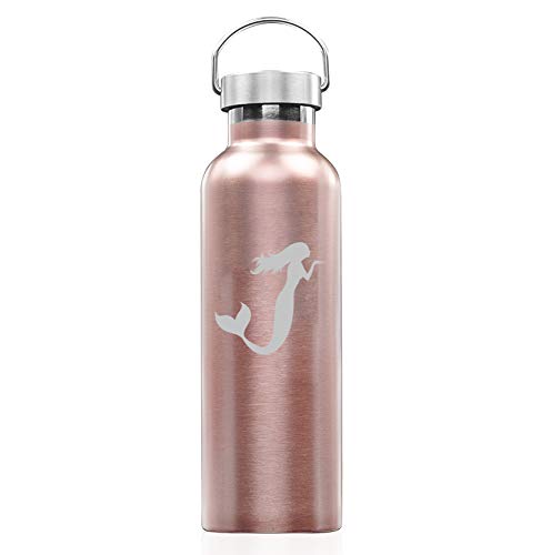 Rose Gold Double Wall Vacuum Insulated Stainless Steel Tumbler Travel Mug - 25 oz Leakproof Water Bottle for Coffee, Tea & Cold Drinks - Perfect for Office, Gym, Hiking & Road Trips