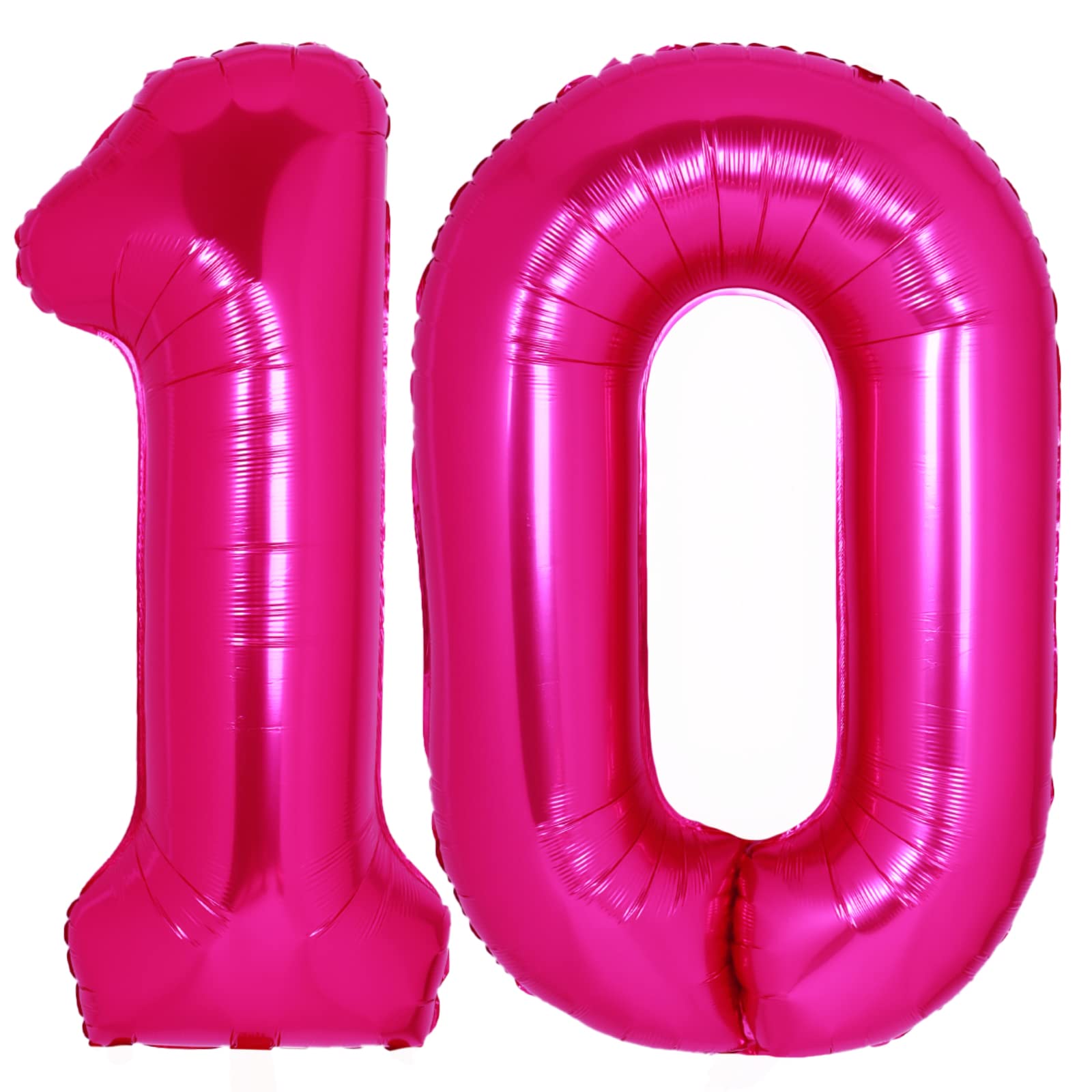 40 Inch Giant Hot Pink Number 10 Balloon - Helium Mylar Foil Birthday Balloons for 10th Birthday Party Decorations | Kids & Adults Anniversary Celebration Supplies (Ideal for Milestone Birthdays, Decade Anniversaries & Photo Backdrops)