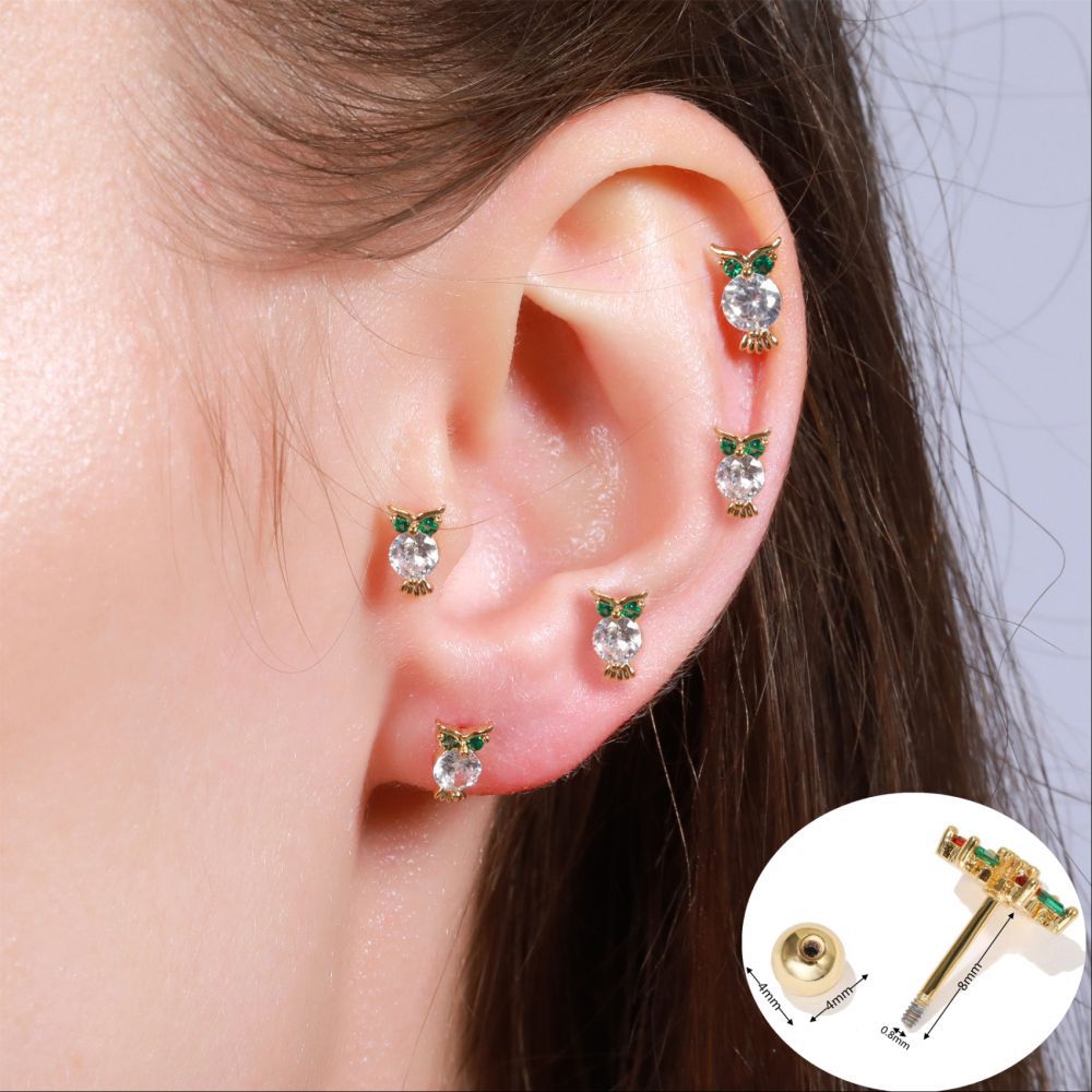 20G Tiny Cartilage Owl Stud Earrings - Hypoallergenic Stainless Steel Piercing Jewelry for Helix, Tragus & Lobe - Perfect for Everyday Wear & Gifts