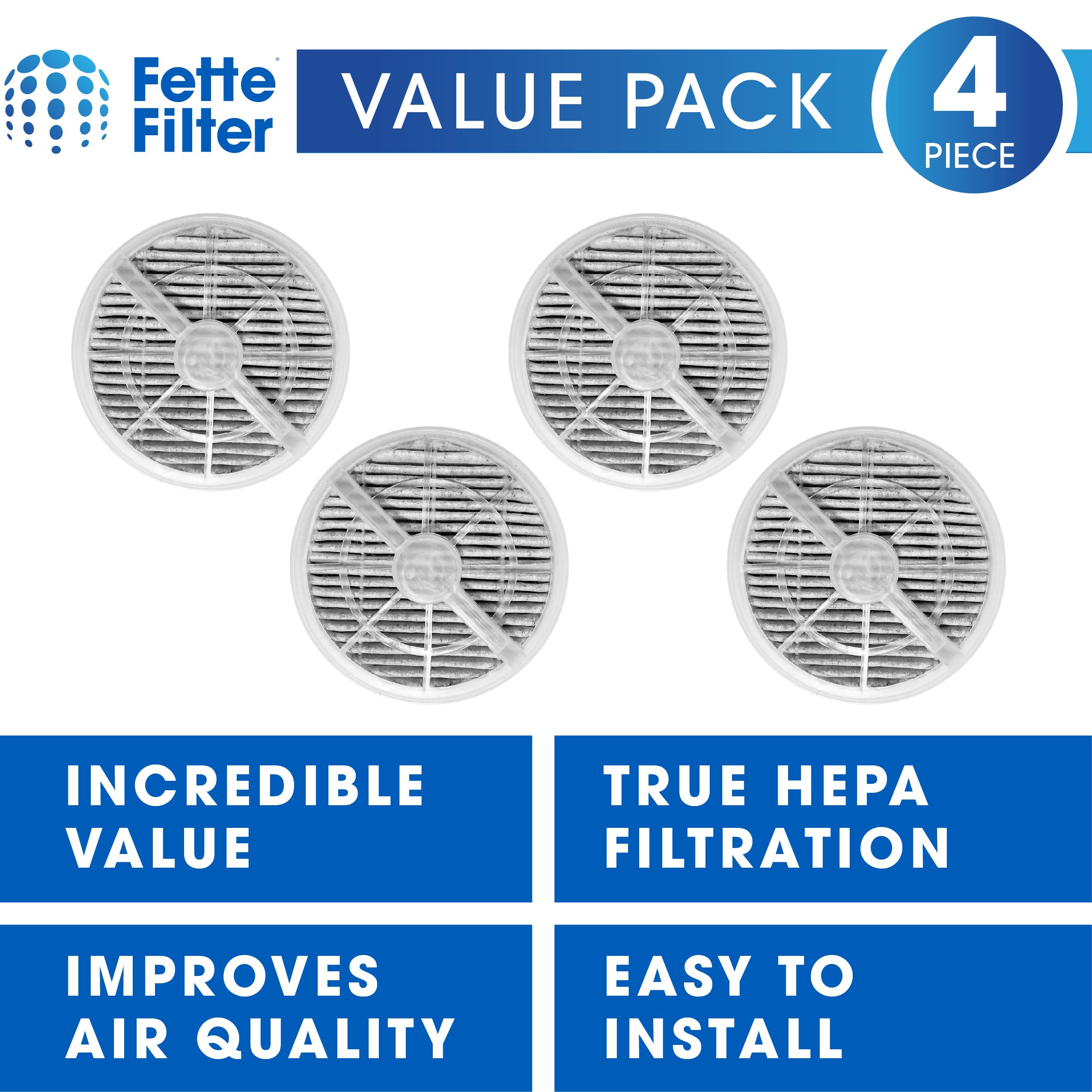 True HEPA Replacement Filters with Activated Carbon - Compatible with Fridababy, Meleden, RIGOGLIOSO GL-2103, JINPUS & LTLKY 900S Air Purifiers - Pack of 4 - Ideal for Allergy Relief, Pet Dander & Smoke Removal in Home & Nursery