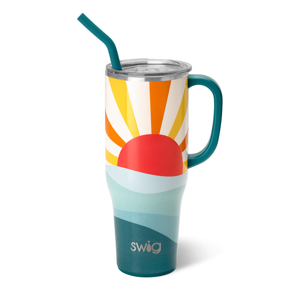 Sun Dance Mega Mug 40oz - Large Insulated Stainless Steel Tumbler with Lid & Straw - Perfect for Coffee, Tea, Iced Drinks - Great for Office, Travel, Camping & Outdoor Activities