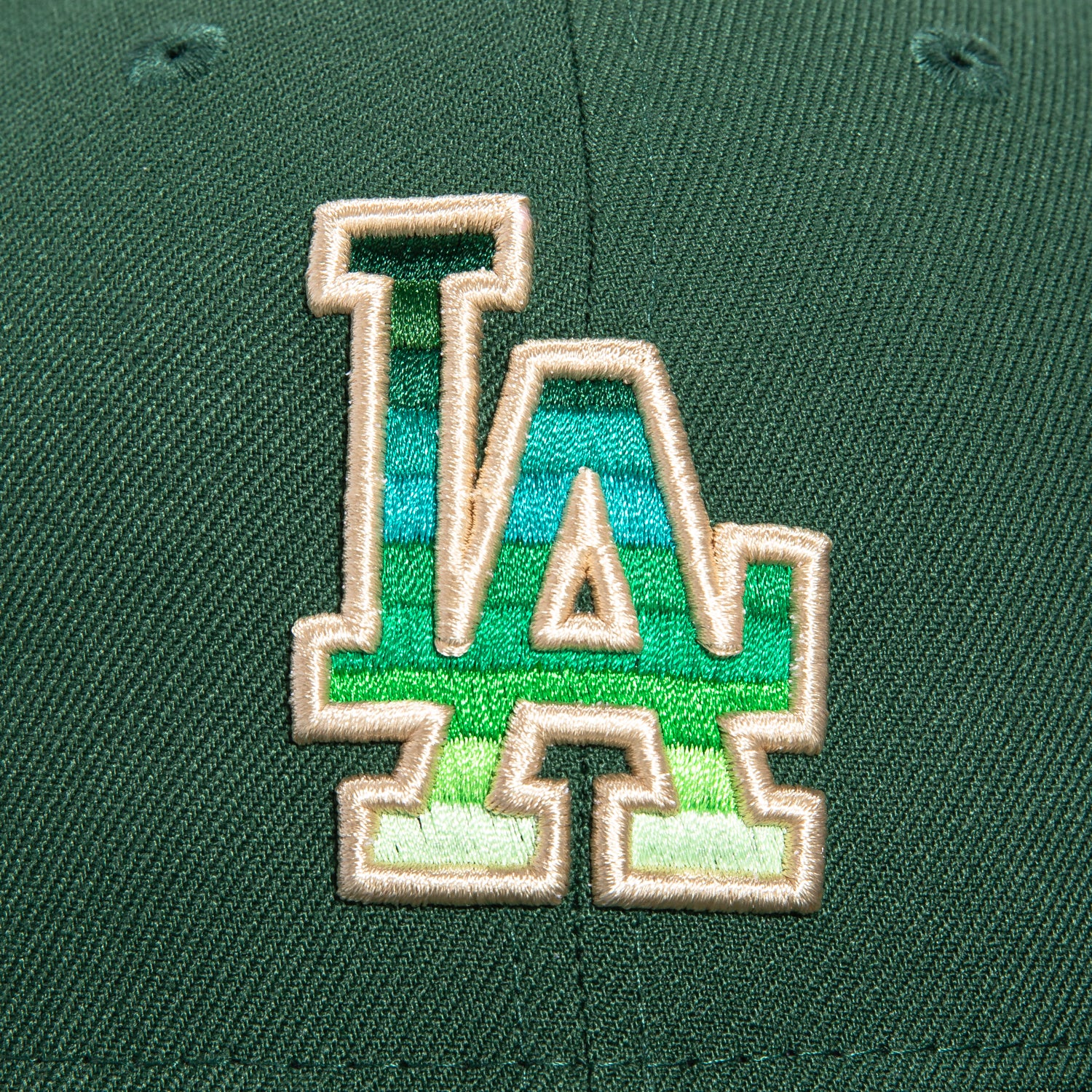 New Era 59Fifty Los Angeles Dodgers Snapback Hat with Dodger Stadium Patch - Gradient Green for Baseball Games & Streetwear Fashion