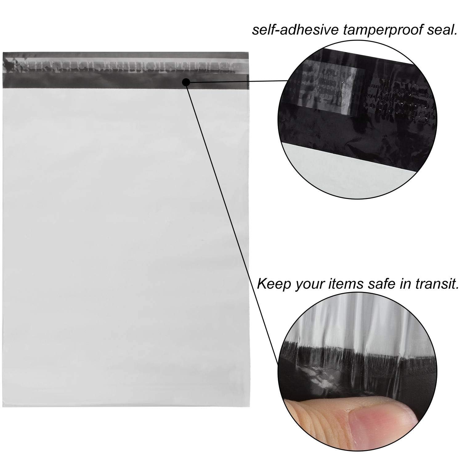 200 Pcs 11x14 Inch White Poly Mailers - Waterproof & Tear-Proof Self Seal Shipping Envelopes for Clothing, Soft Items & Ecommerce - Perfect for Online Stores, Boutiques & Small Business Shipping
